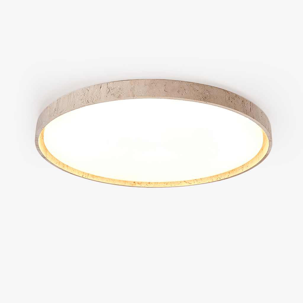 Plafonnier moderne Ode en Noyer et travertin jaune