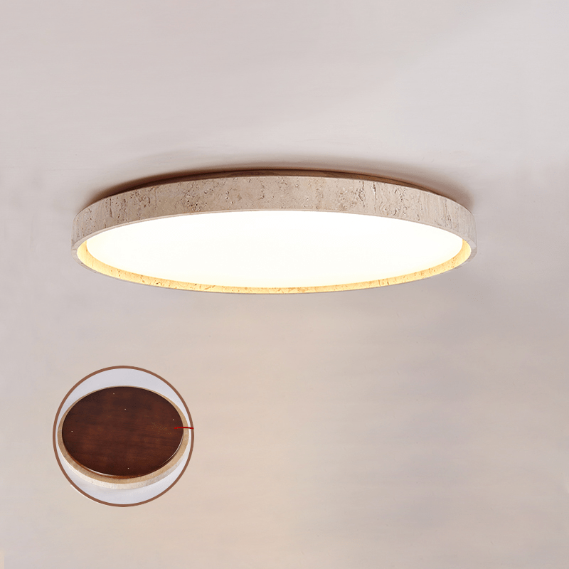 Plafonnier moderne Ode en Noyer et travertin jaune