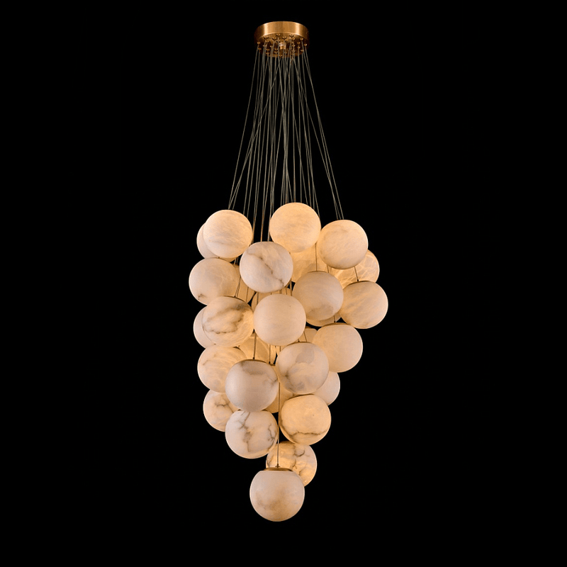 Svenning Modern Alabaster Chandelier, Gold and White