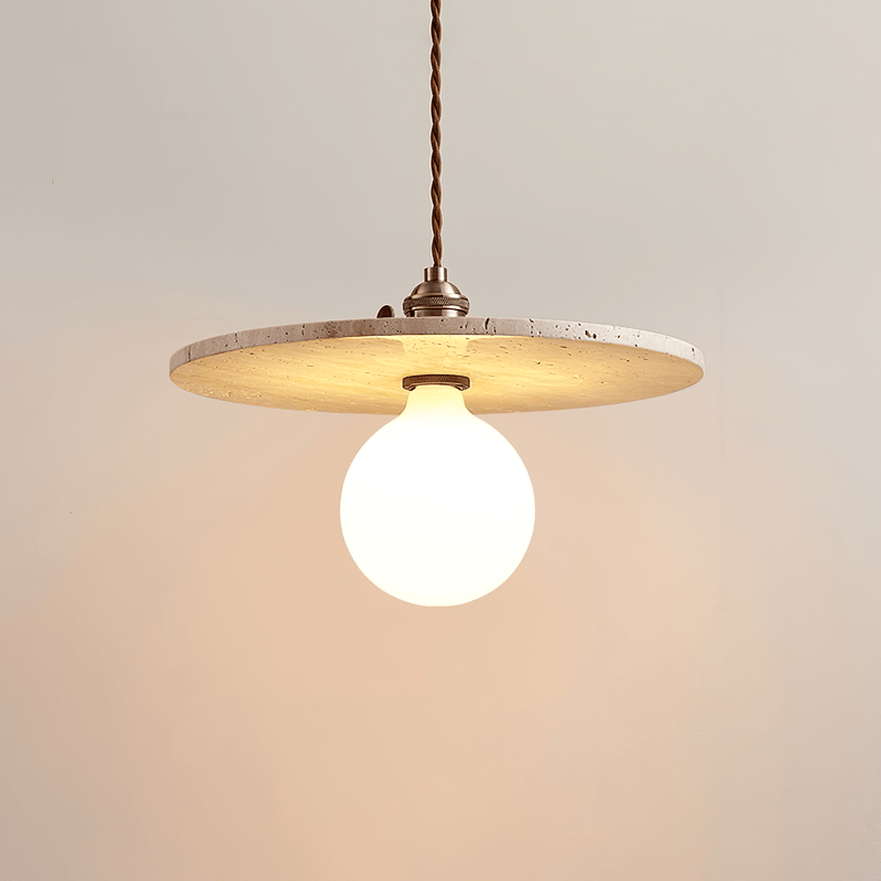 Rauli Modern Pendant Light in Yellow Travertine and Gold