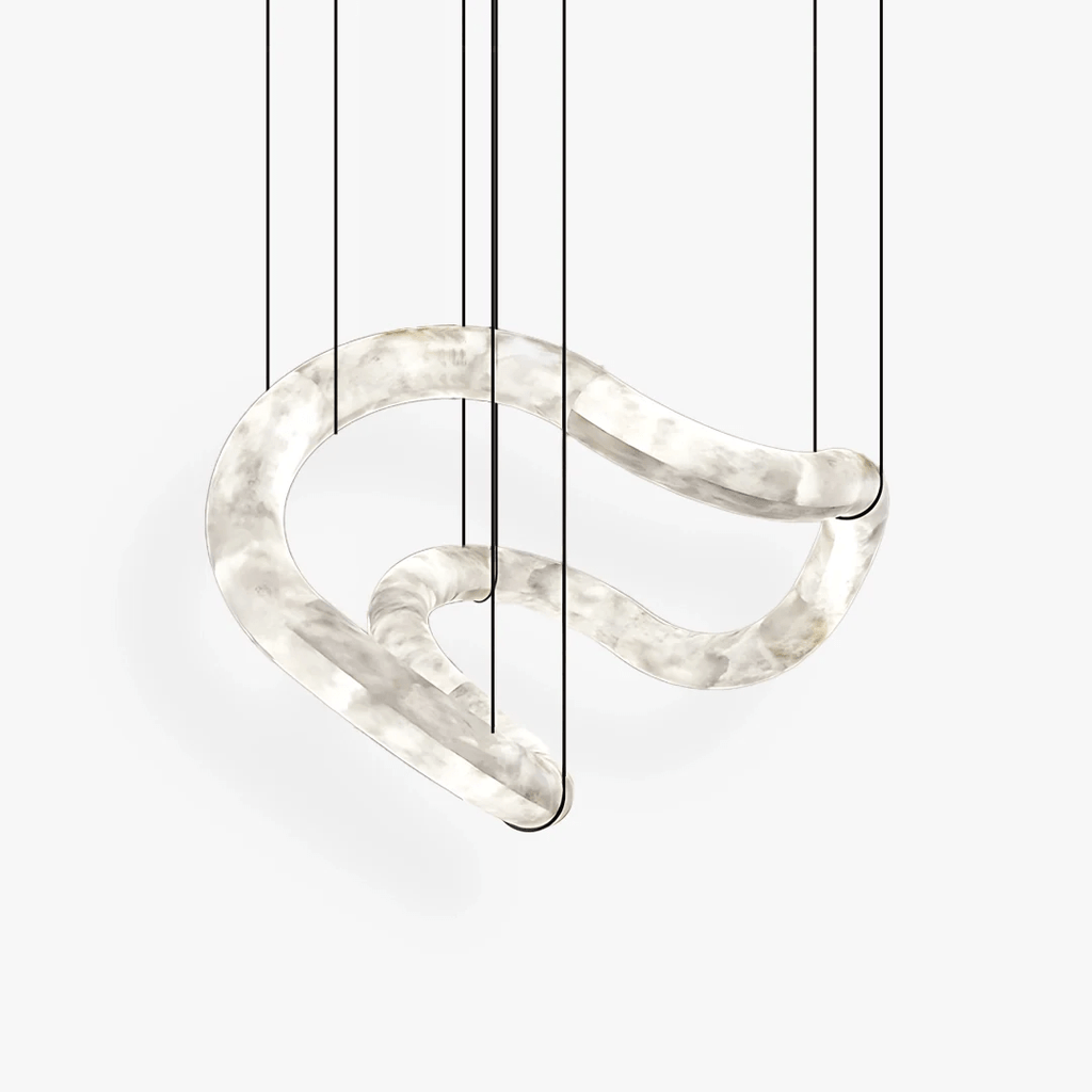 Lustre moderne Kennet en Albâtre Blanc