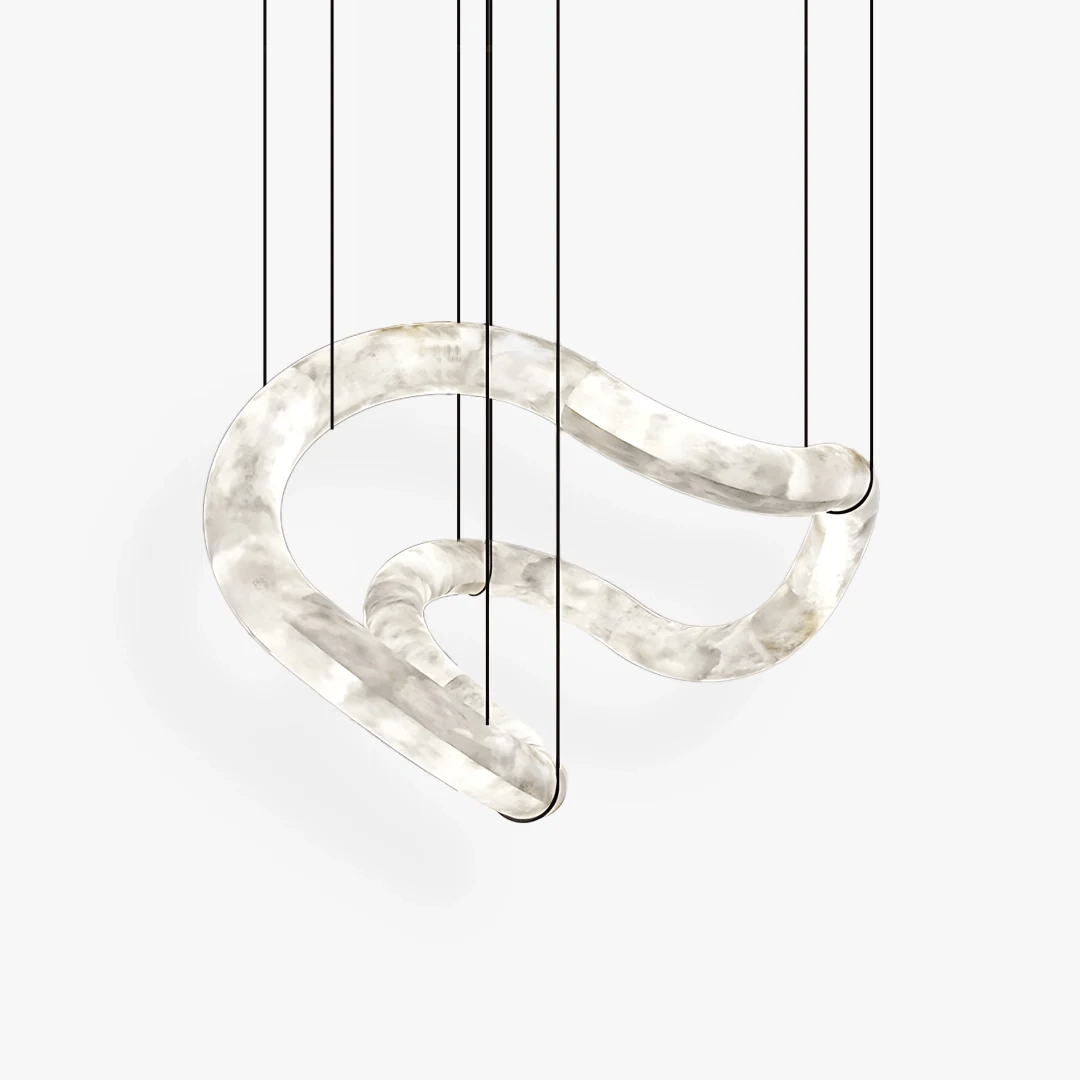Lustre moderne Kennet en Albâtre Blanc