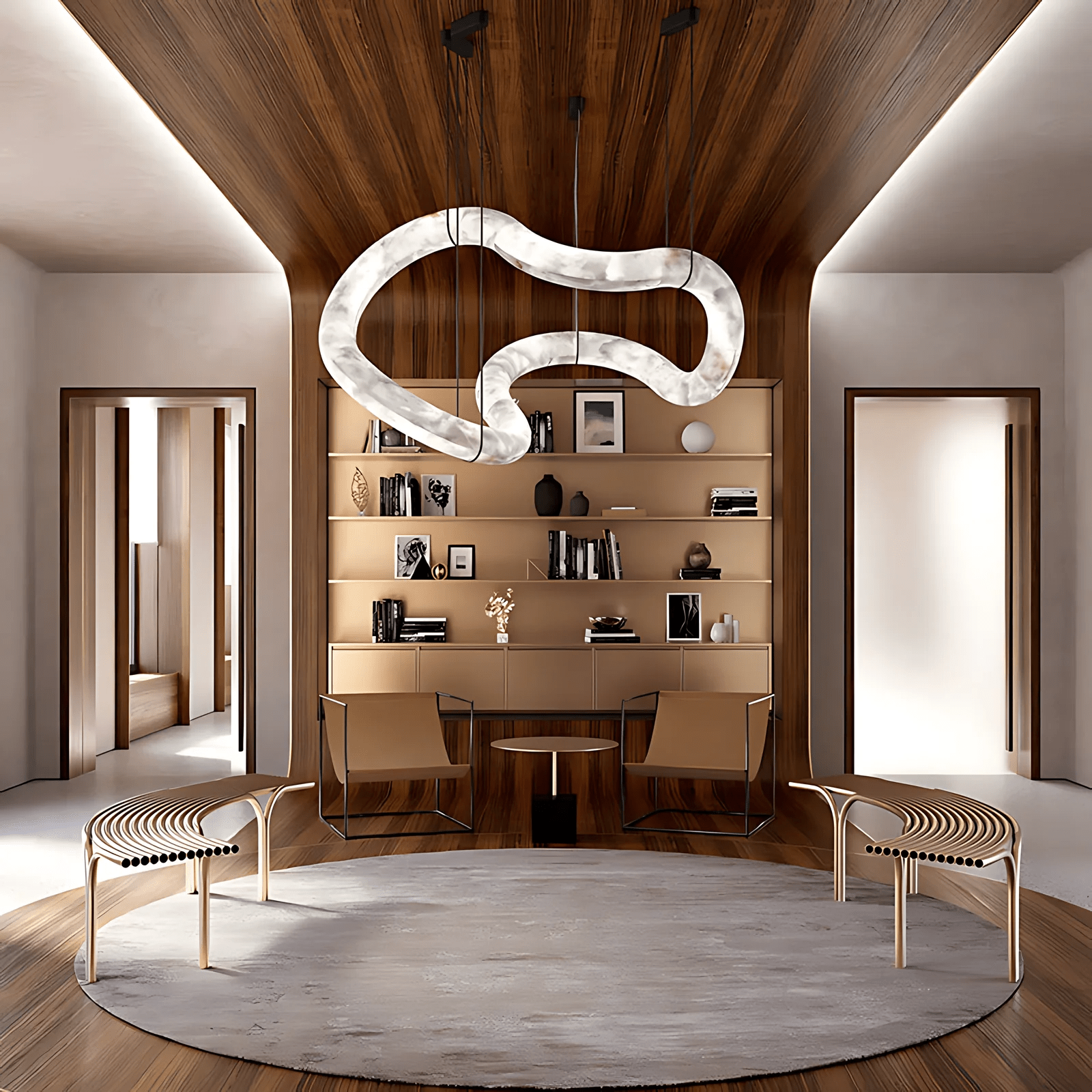 Lustre moderne Kennet en Albâtre Blanc