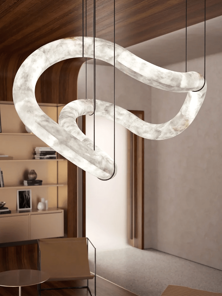 Lustre moderne Kennet en Albâtre Blanc