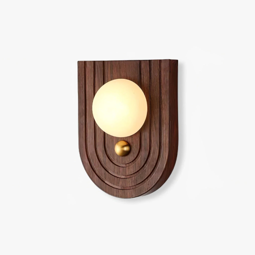 Applique murale moderne Hallfred en Albâtre Noyer bois et blanc