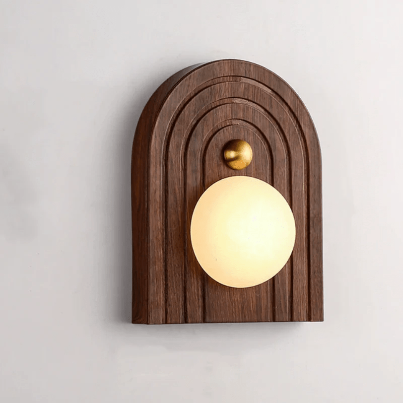 Applique murale moderne Hallfred en Albâtre Noyer bois et blanc