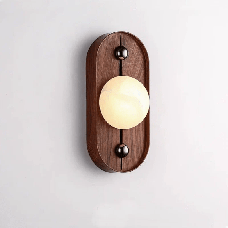 Applique murale moderne Hallfred en Albâtre Noyer bois et blanc