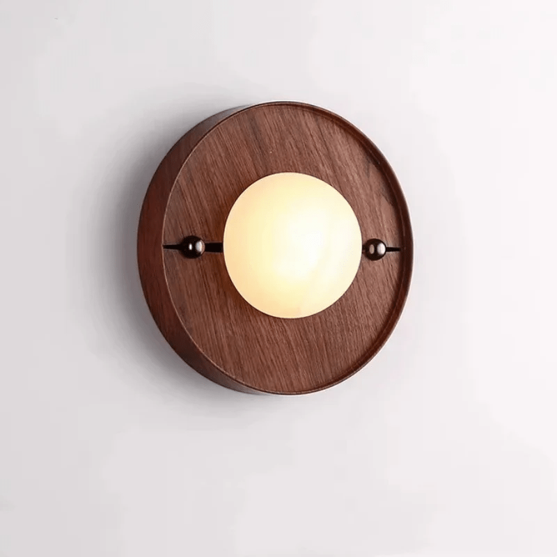 Applique murale moderne Hallfred en Albâtre Noyer bois et blanc