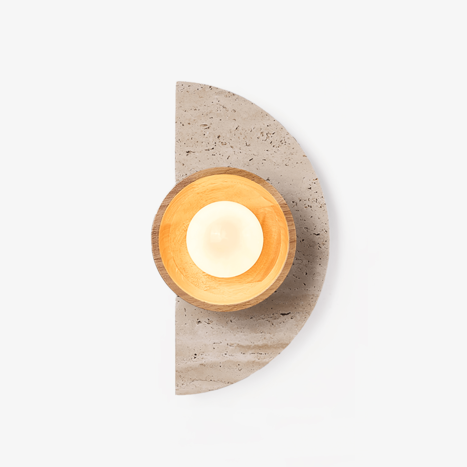 Applique murale moderne Gunter en Travertin jaune et noyer bois