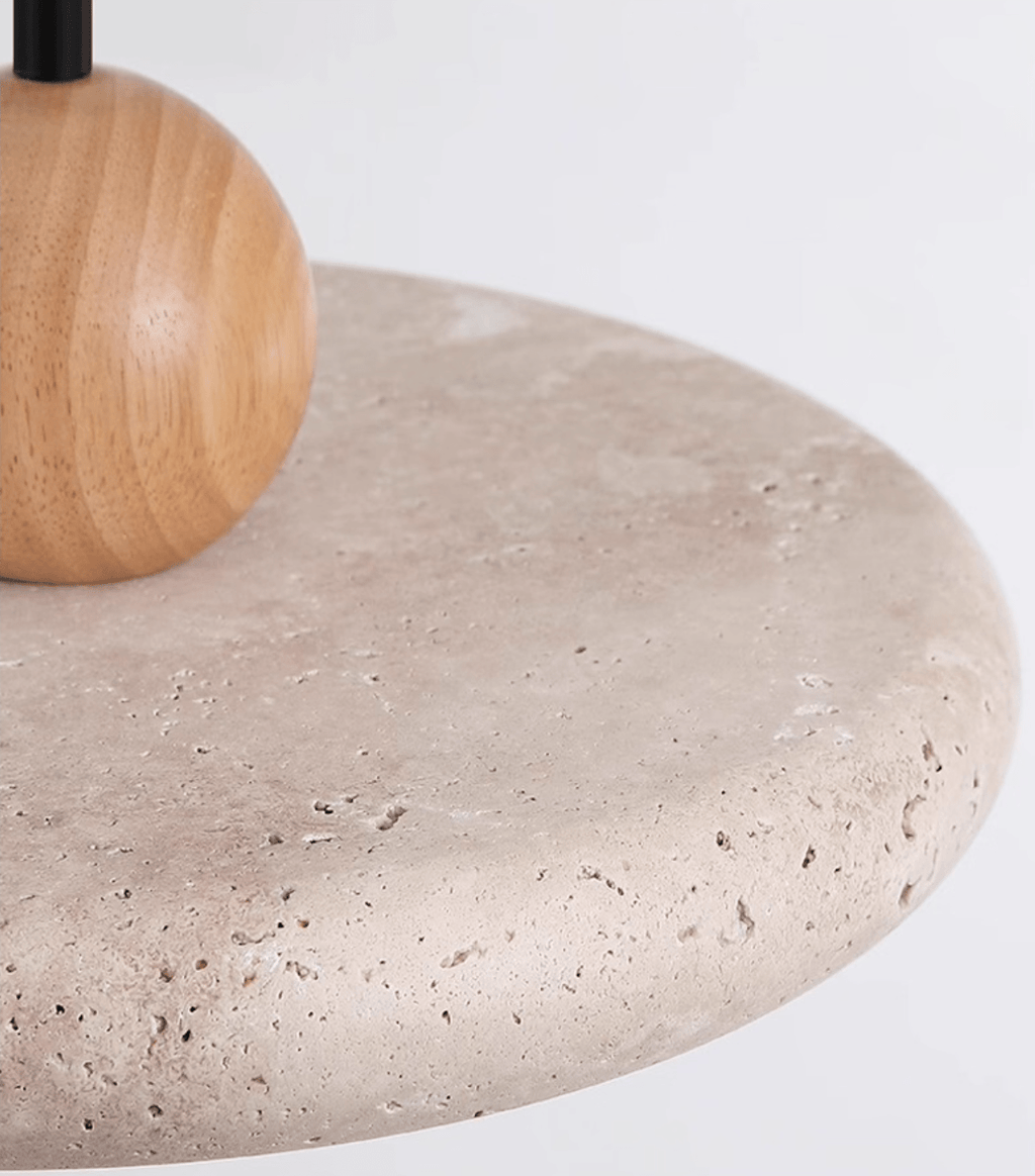 Suspension moderne Klaas en Travertin jaune et bois