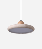 Suspension moderne Klaas en Travertin jaune et bois