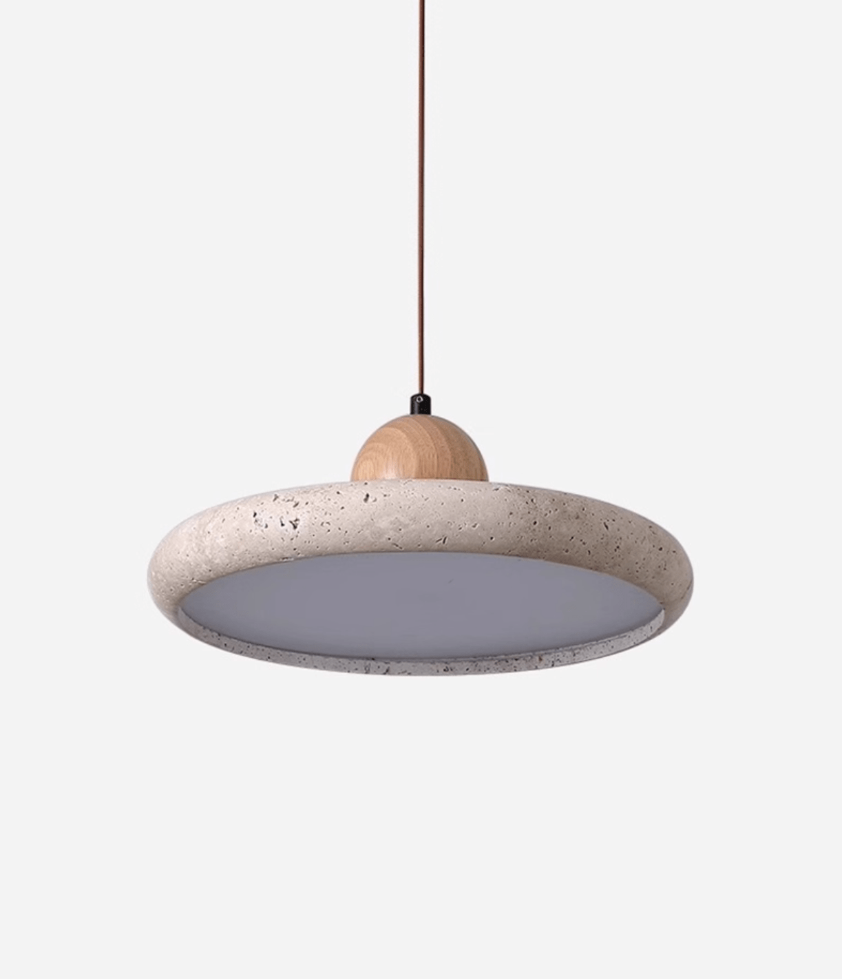 Suspension moderne Klaas en Travertin jaune et bois
