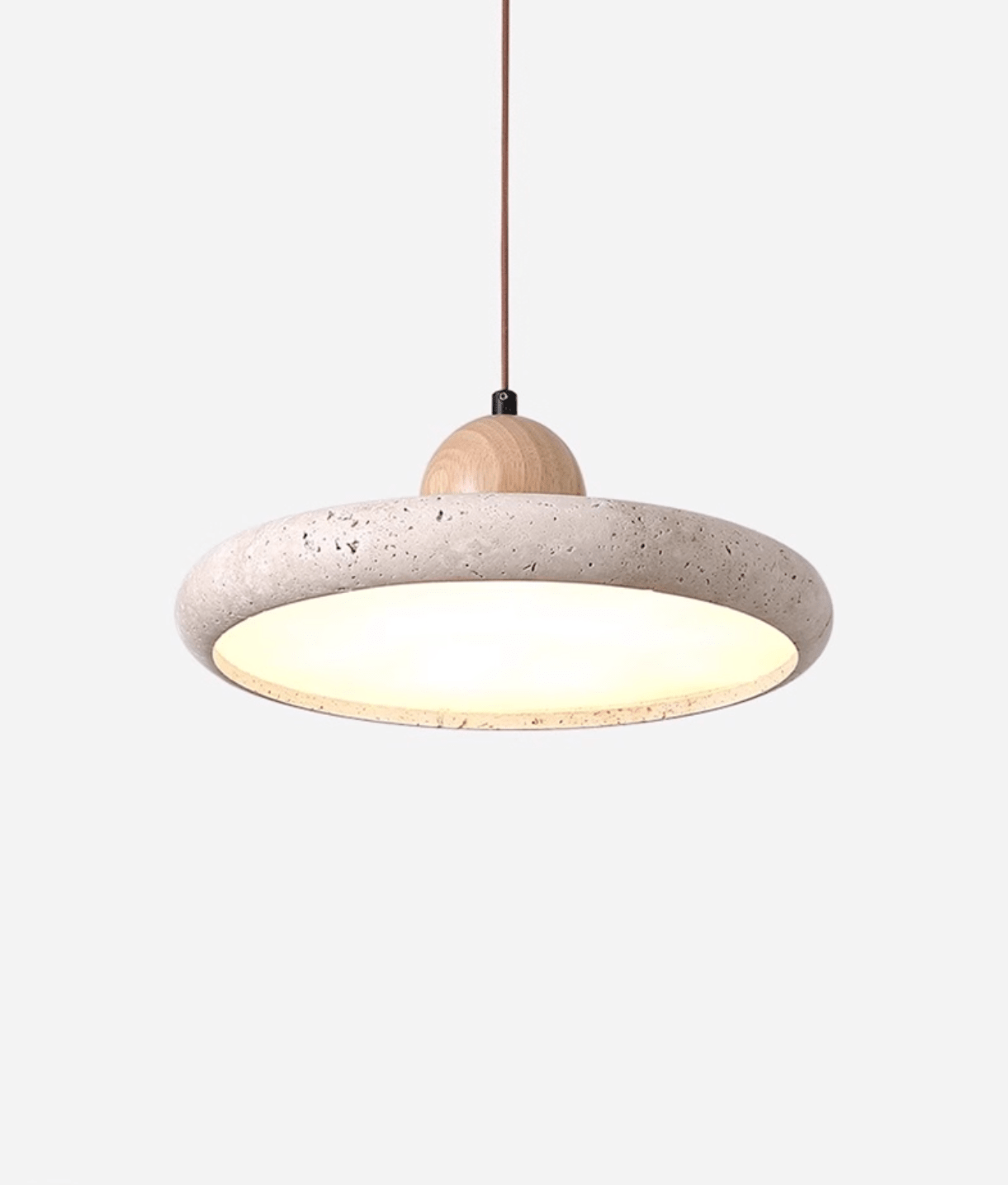 Suspension moderne Klaas en Travertin jaune et bois