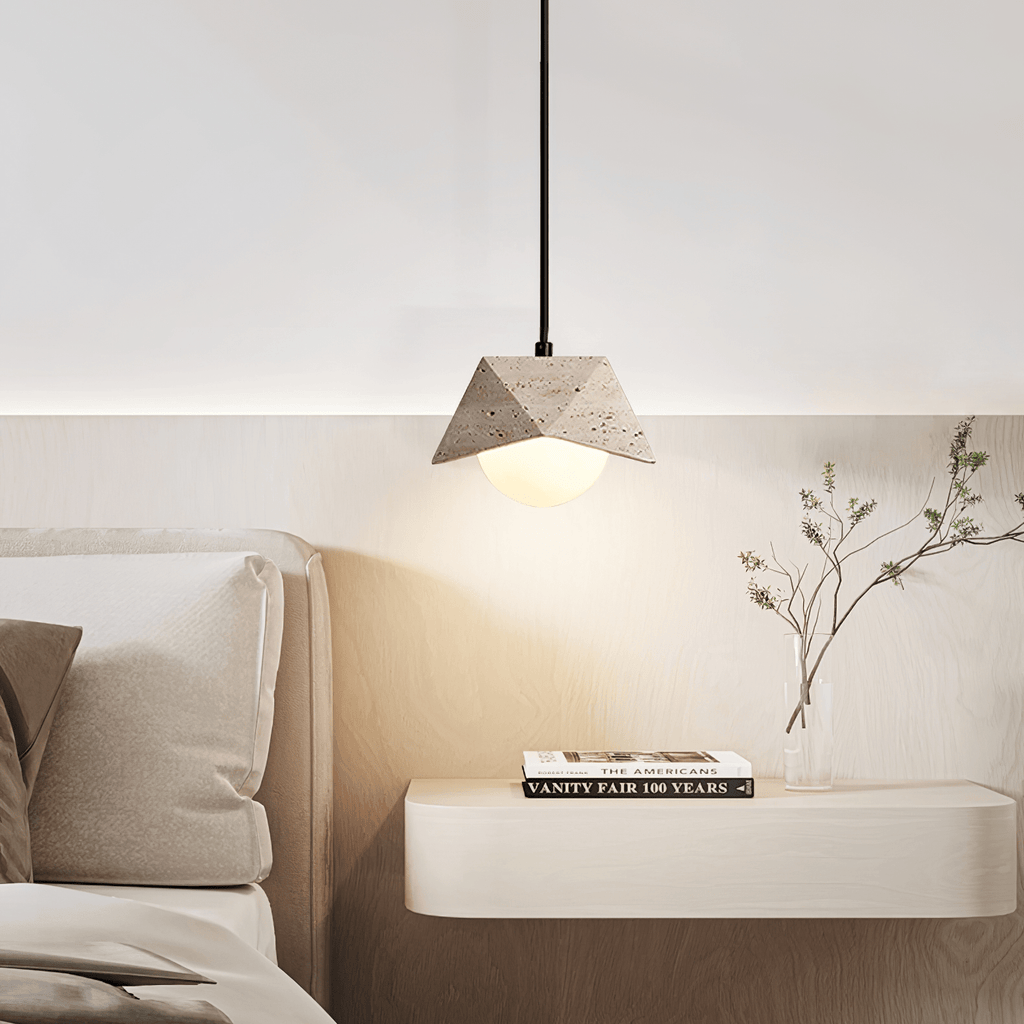 Suspension moderne Frejlif en Travertin jaune et blanc