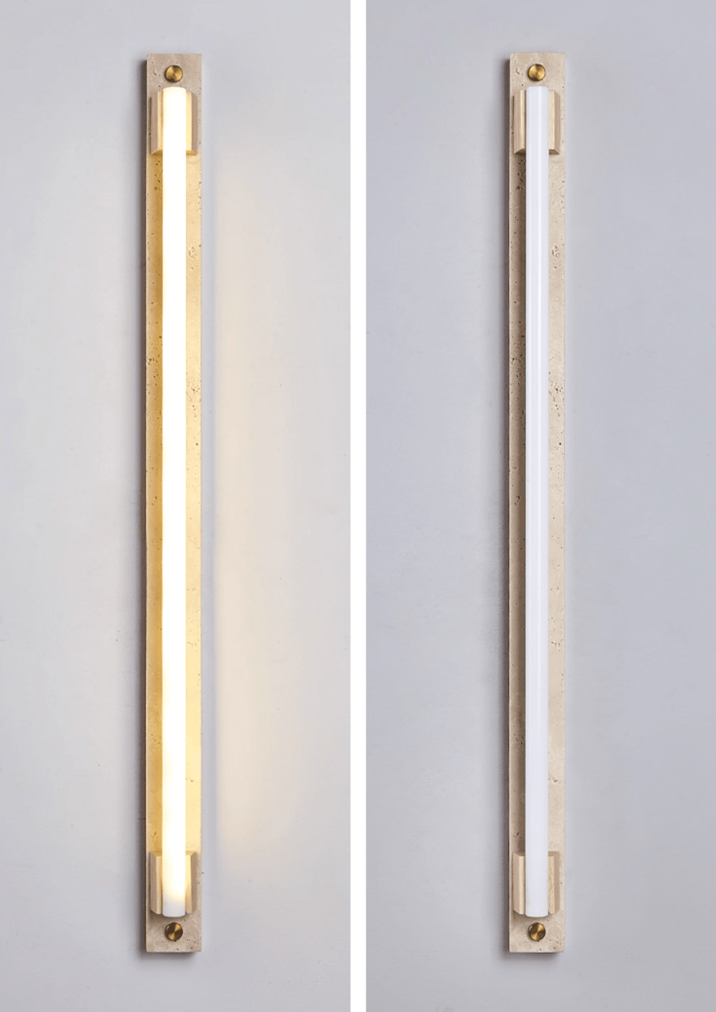 Applique murale moderne Steen en Noyer bois et travertin jaune
