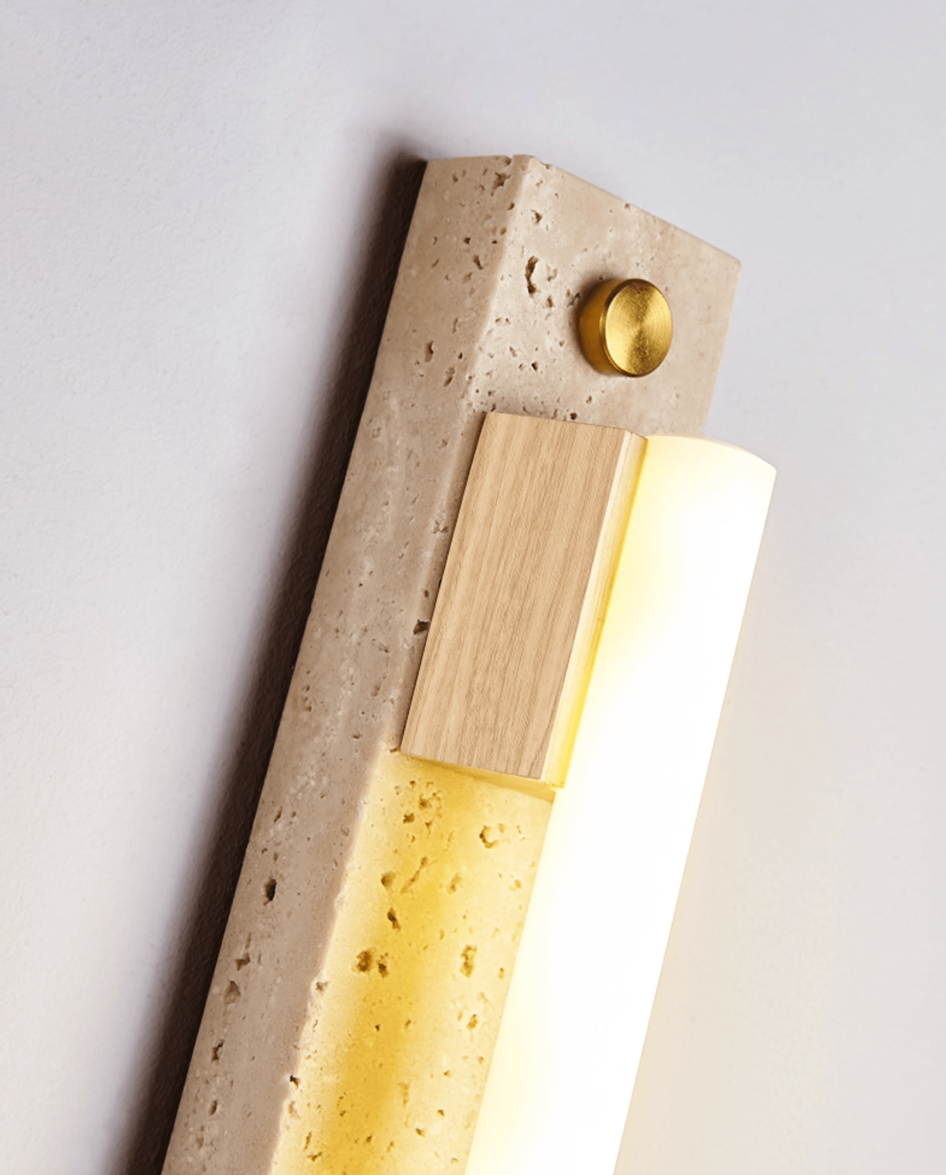Applique murale moderne Steen en Noyer bois et travertin jaune