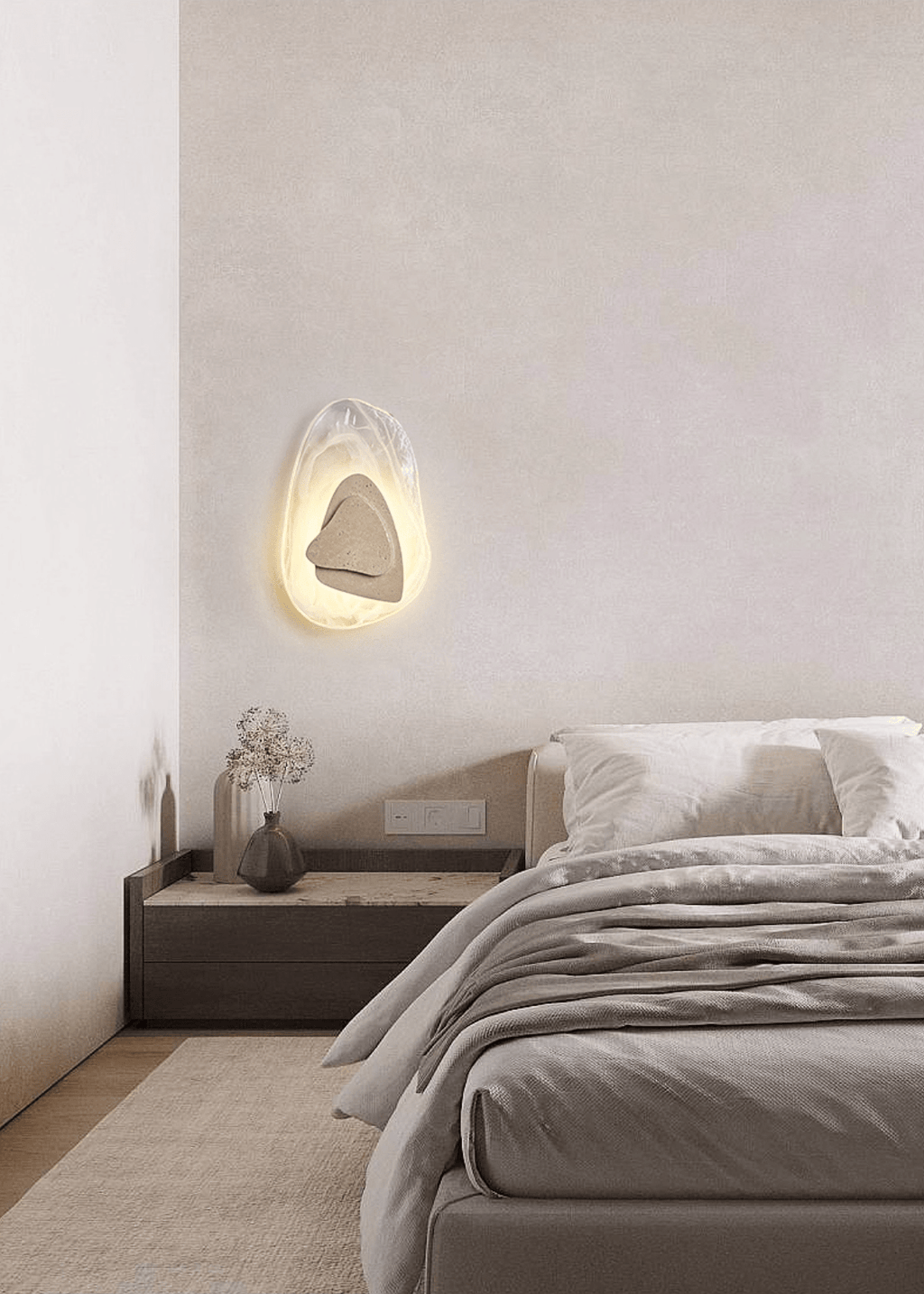 Applique murale moderne Tavish en Travertin jaune et transparent