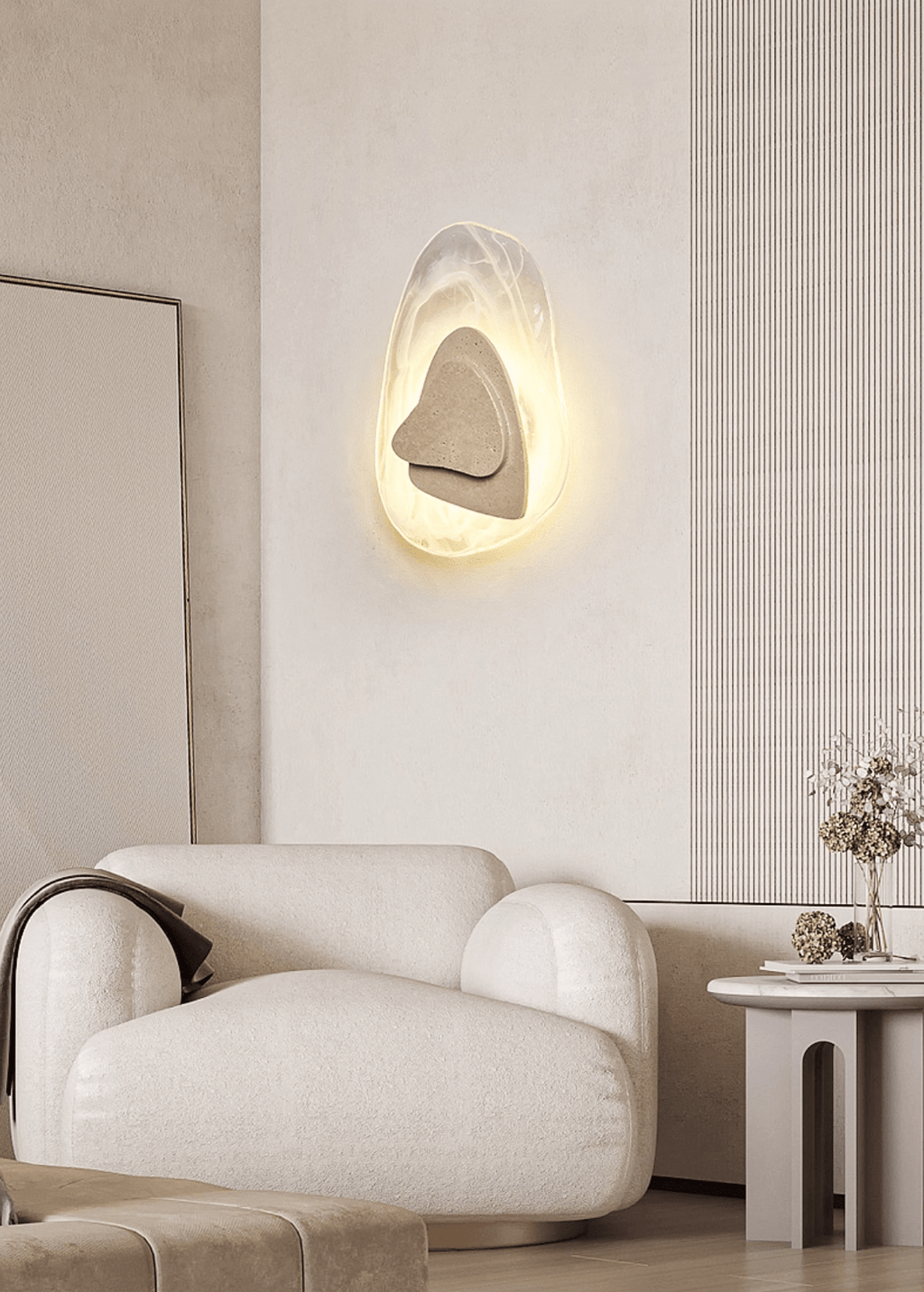 Applique murale moderne Tavish en Travertin jaune et transparent