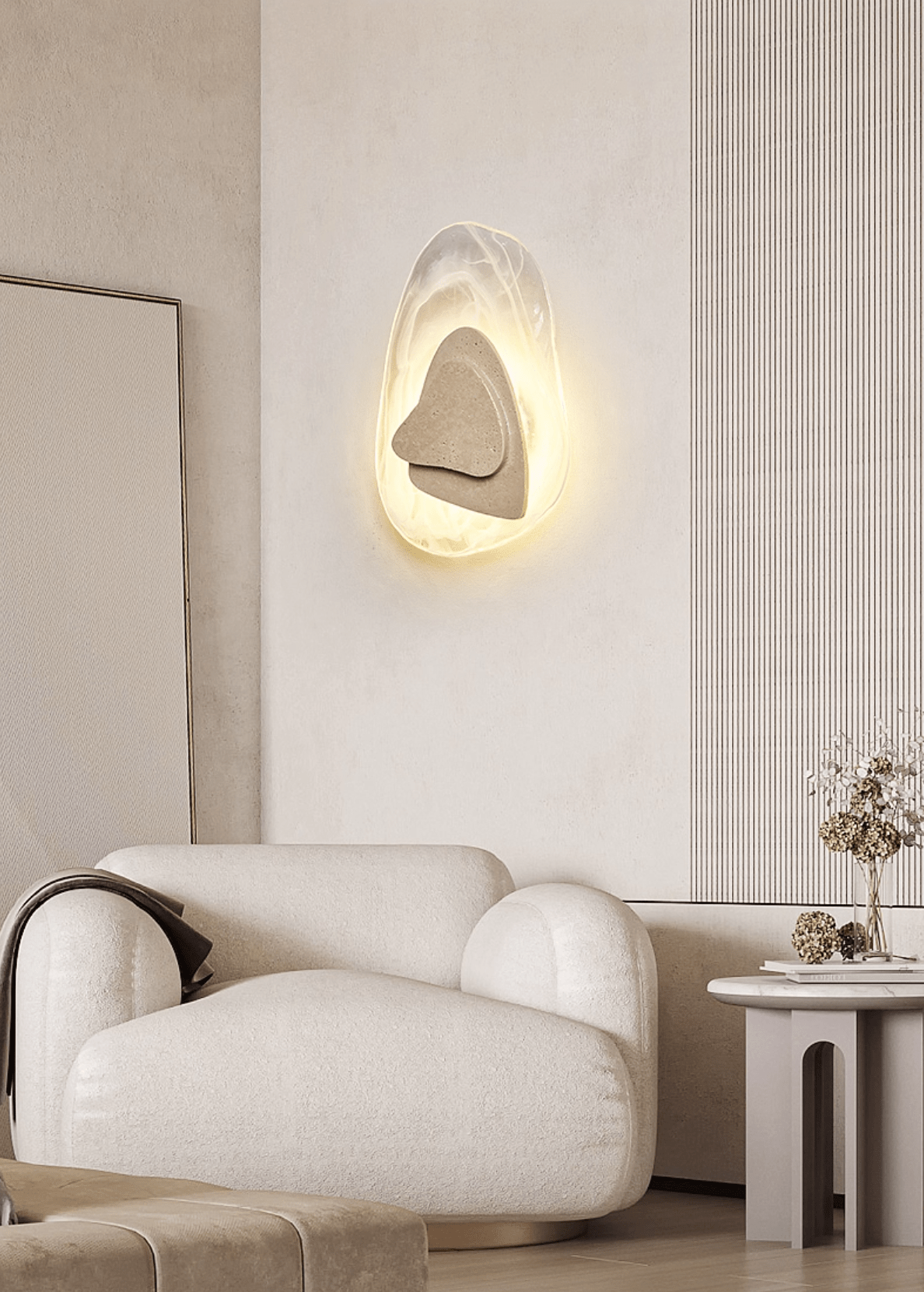 Applique murale moderne Tavish en Travertin jaune et transparent