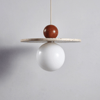 Suspension moderne Hjalmar en Travertin jaune et rouge bois