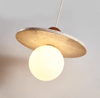 Suspension moderne Hjalmar en Travertin jaune et rouge bois