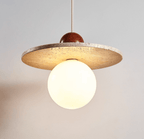 Suspension moderne Hjalmar en Travertin jaune et rouge bois