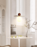 Suspension moderne Hjalmar en Travertin jaune et rouge bois