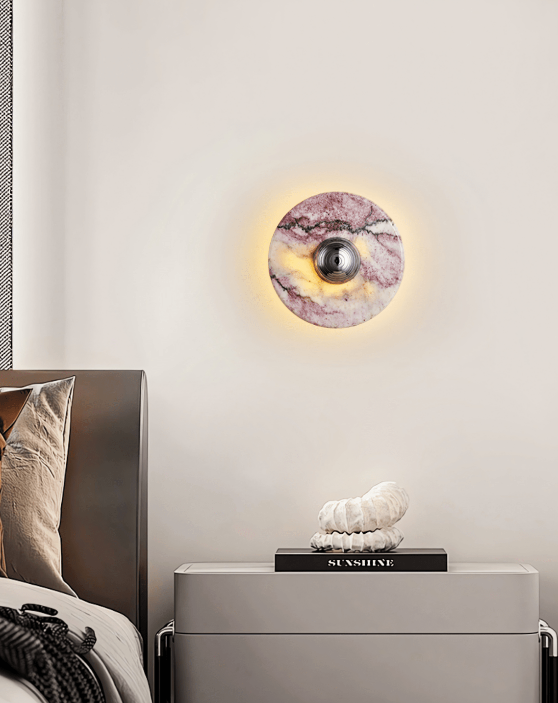 Applique murale moderne Vale en Marbre Doré et Bulgari violet