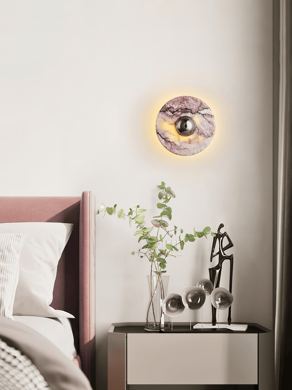 Applique murale moderne Vale en Marbre Doré et Bulgari violet