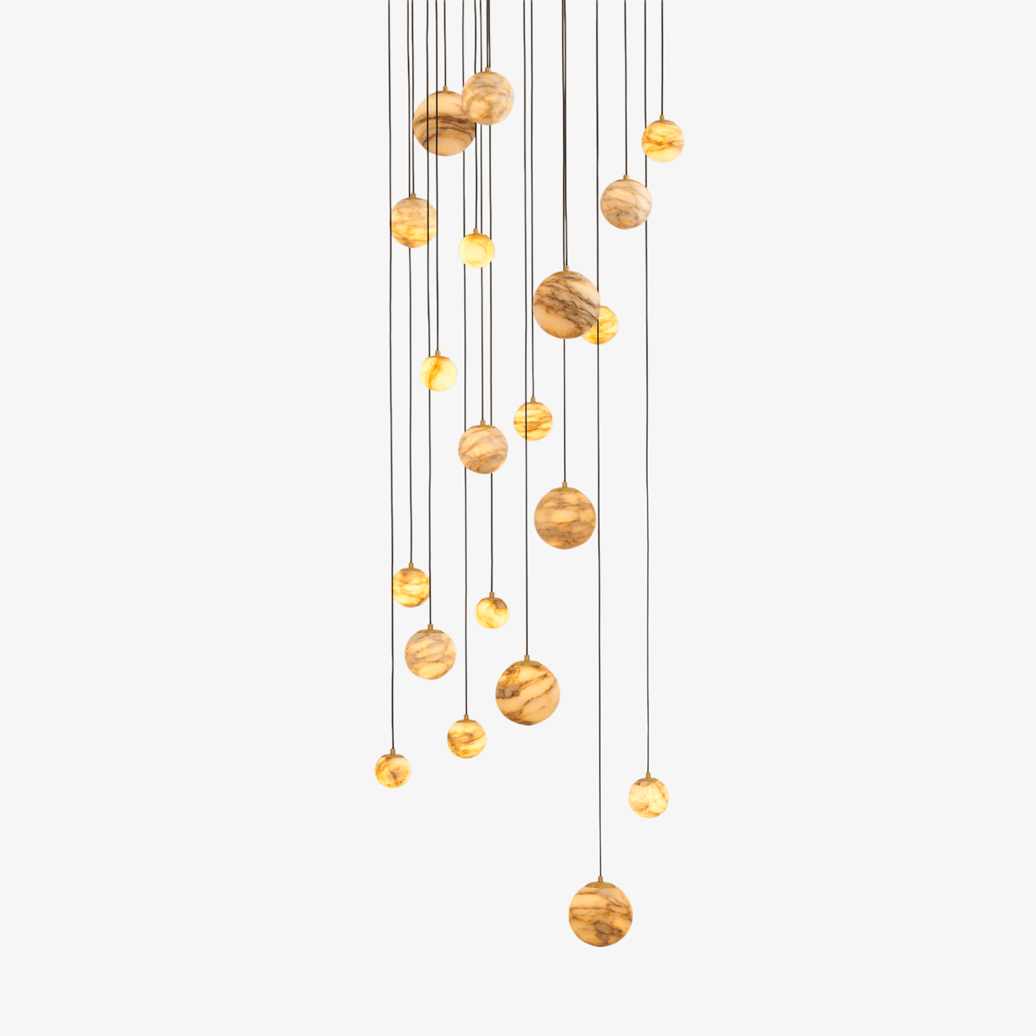 Lustre moderne Brynar en Doré et Naturel albâtre