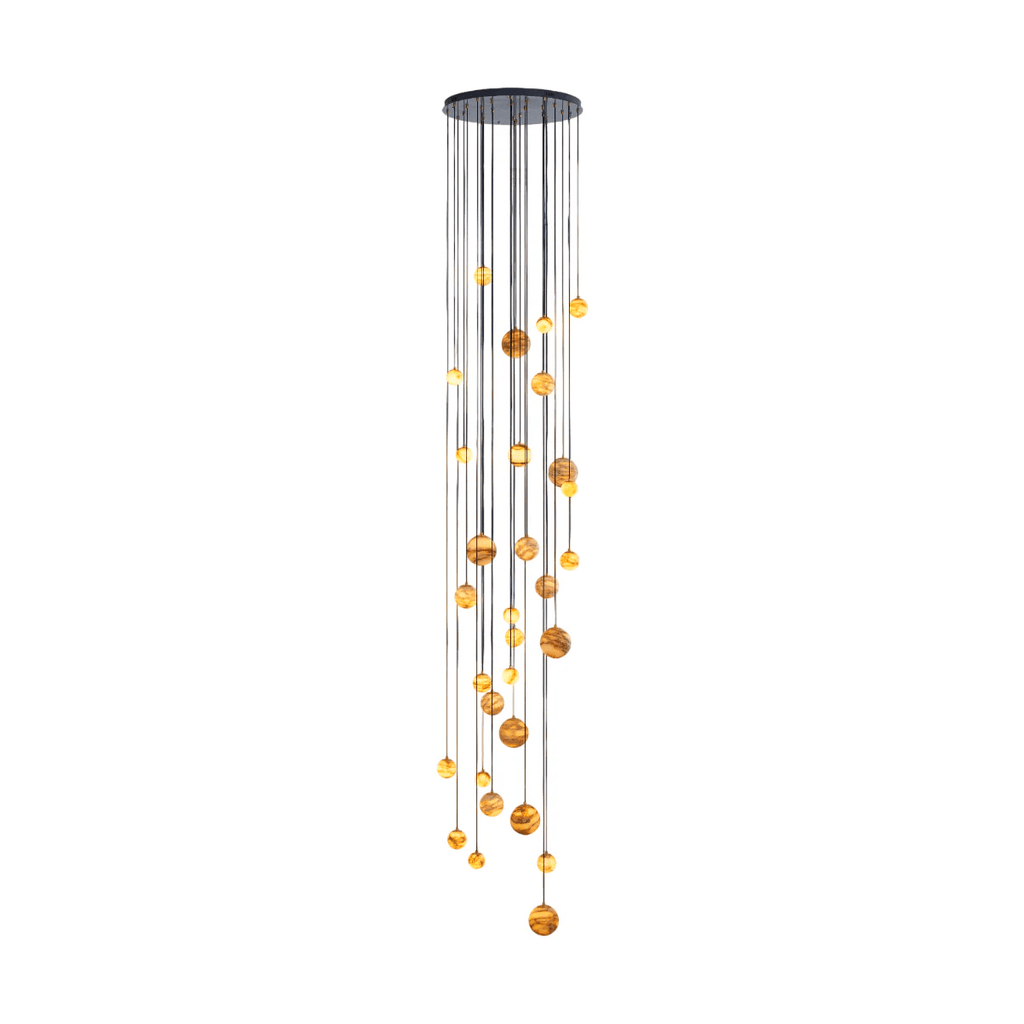 Lustre moderne Brynar en Doré et Naturel albâtre