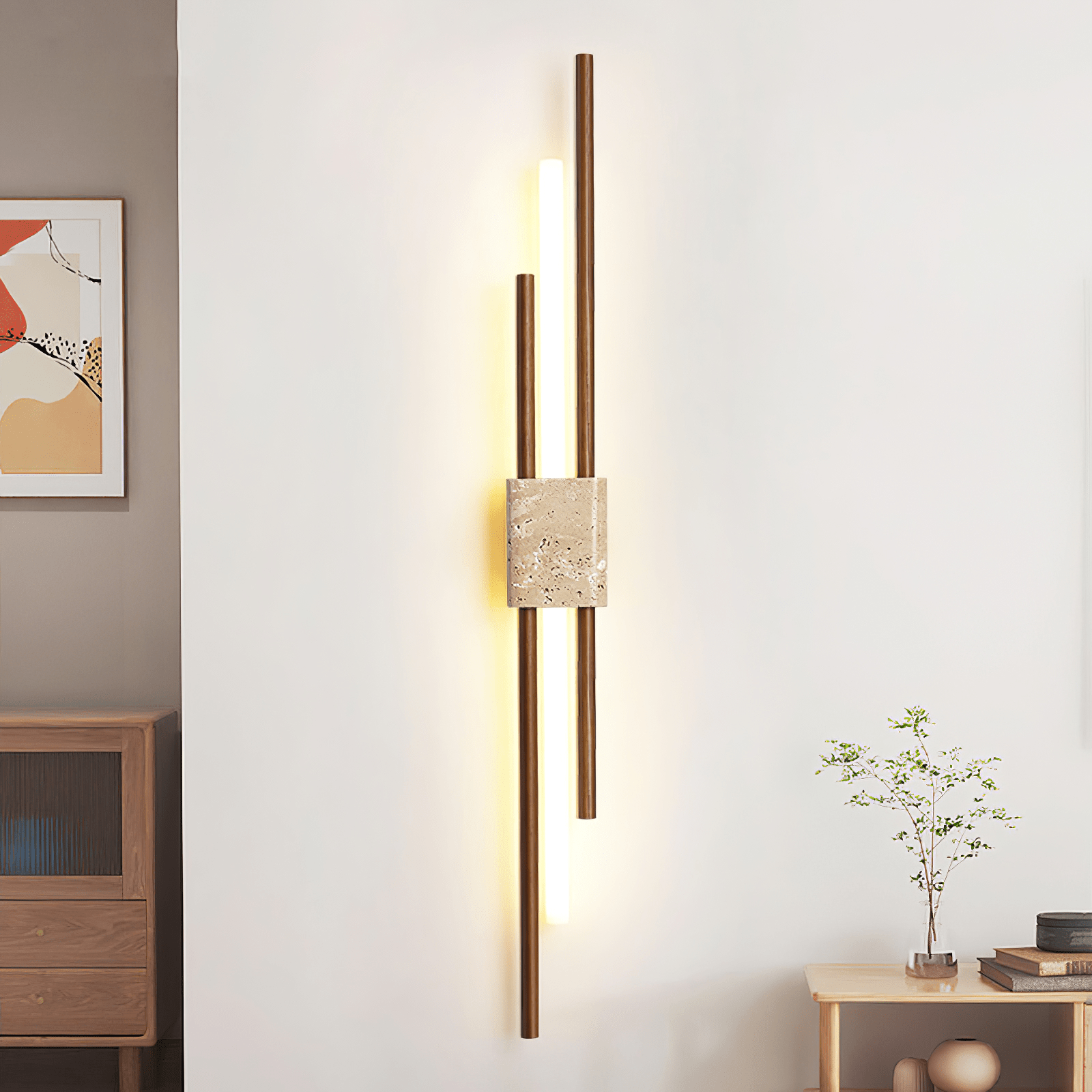 Applique murale moderne Cree en Noyer et travertin jaune