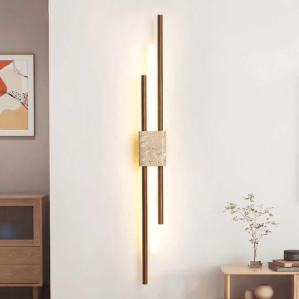 Applique murale moderne Cree en Bois et travertin jaune