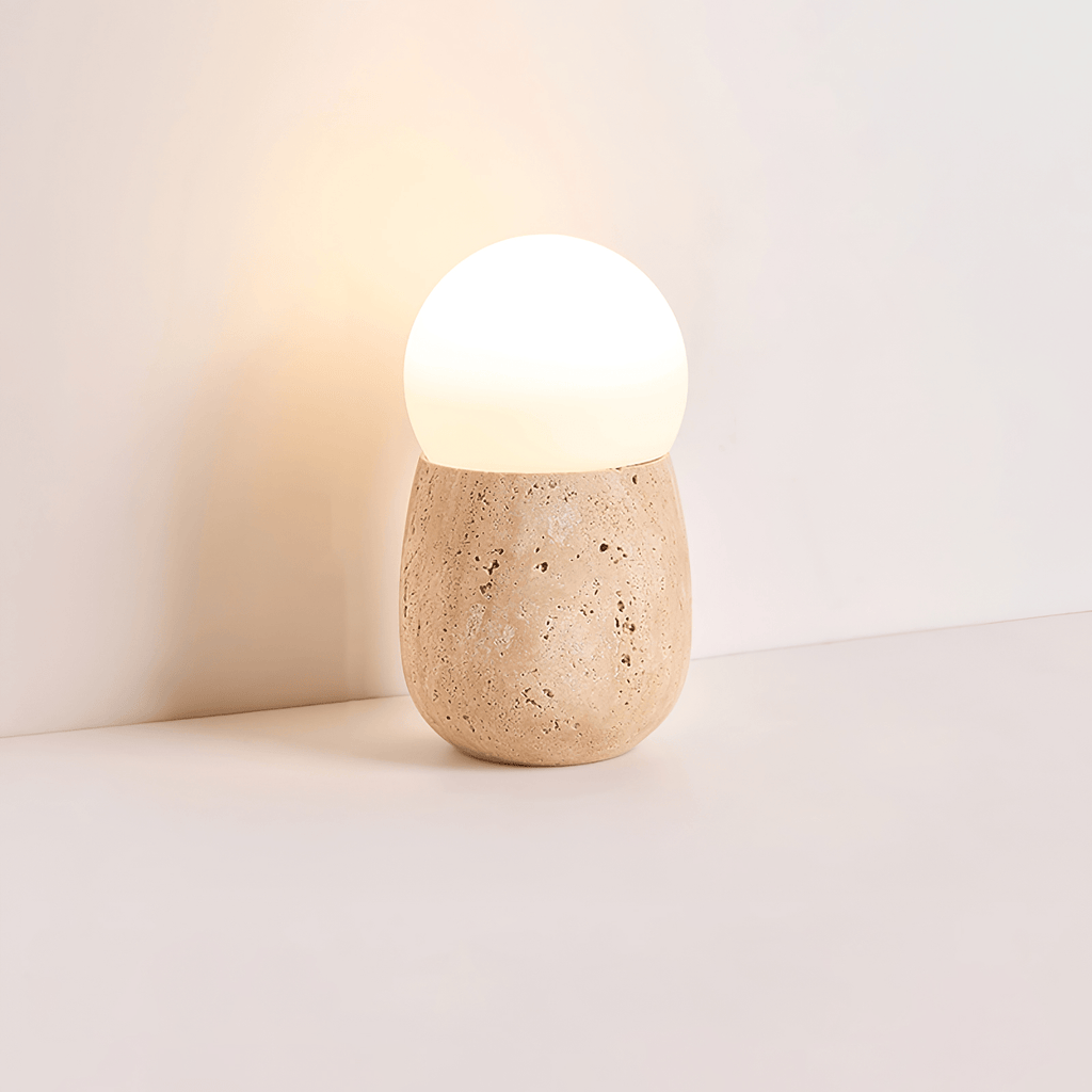 Lampe à poser moderne Ainamo en Travertin jaune et blanc