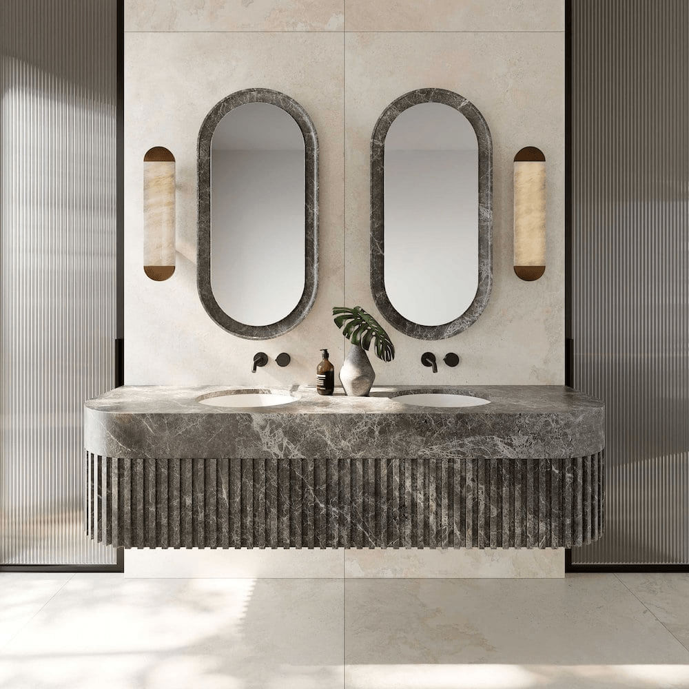 Applique murale moderne Viljar en Albâtre Bronze et blanc