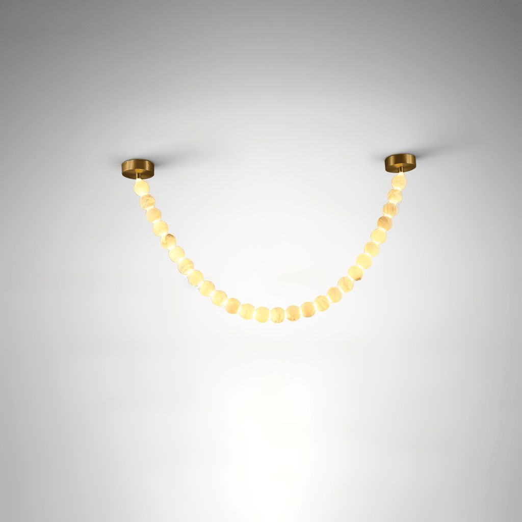 Lustre moderne Miska en Albâtre Or et blanc