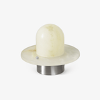 Lampe à poser moderne Marcel en Albâtre Argenté et blanc