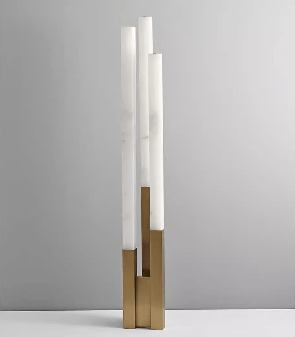 Lampadaire moderne Yul en Albâtre Or et blanc
