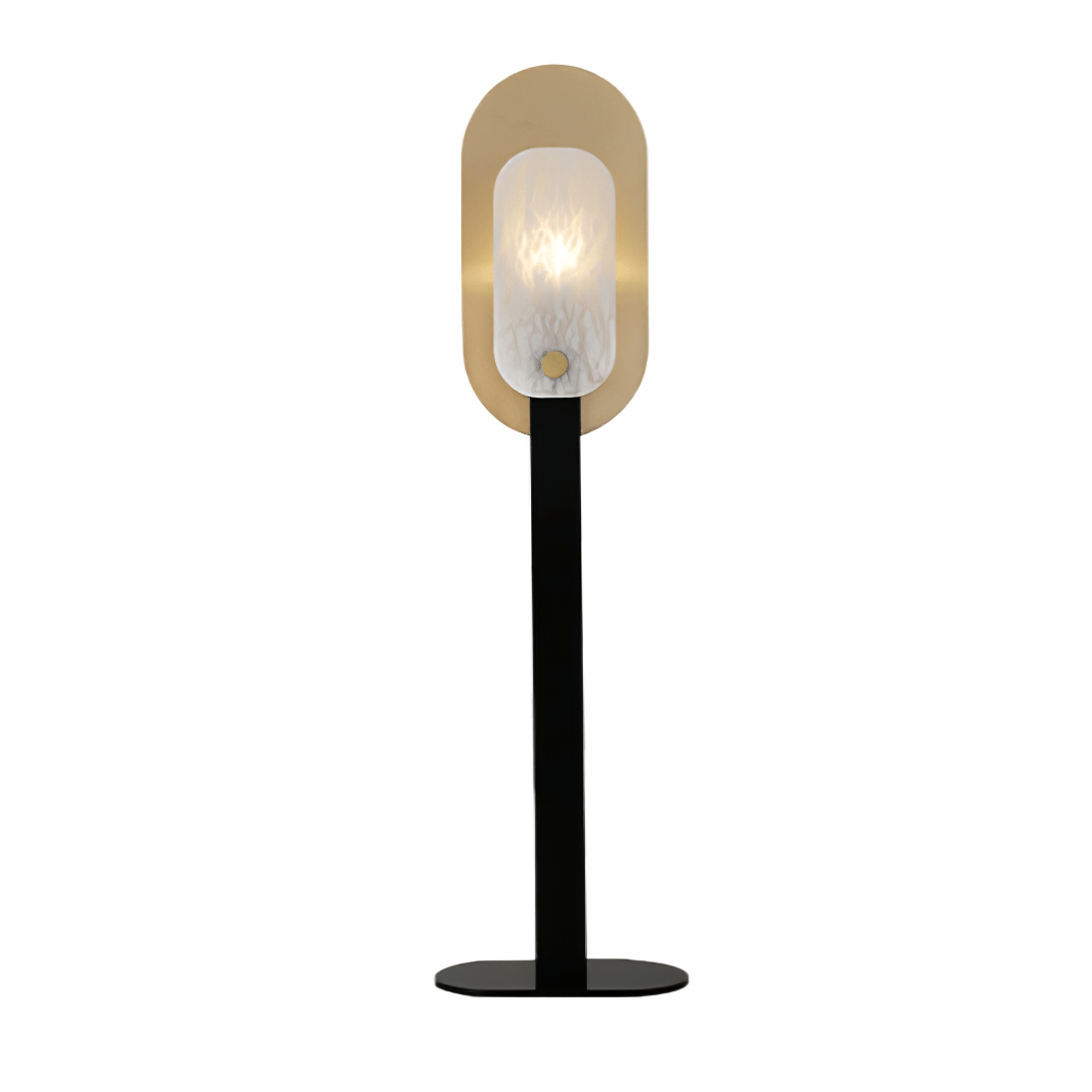 Lampadaire moderne Gideon en Albâtre Noir et blanc et doré