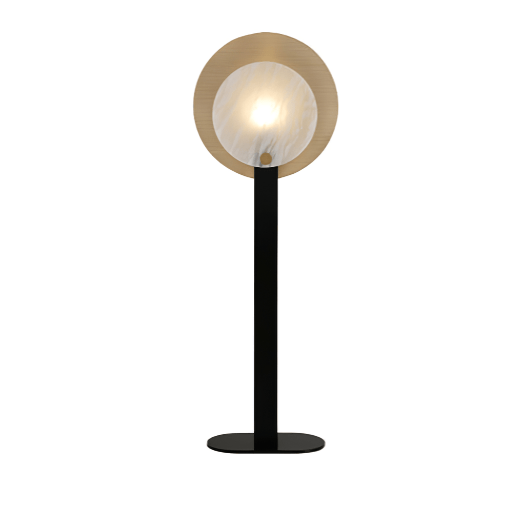 Lampadaire moderne Gideon en Albâtre Noir et blanc et doré