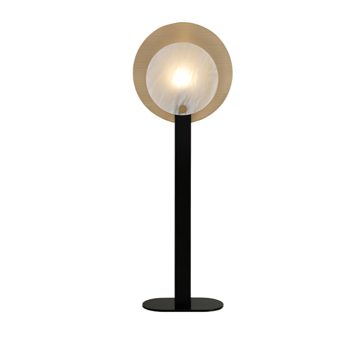 Lampadaire moderne Gideon en Albâtre Noir et blanc et doré