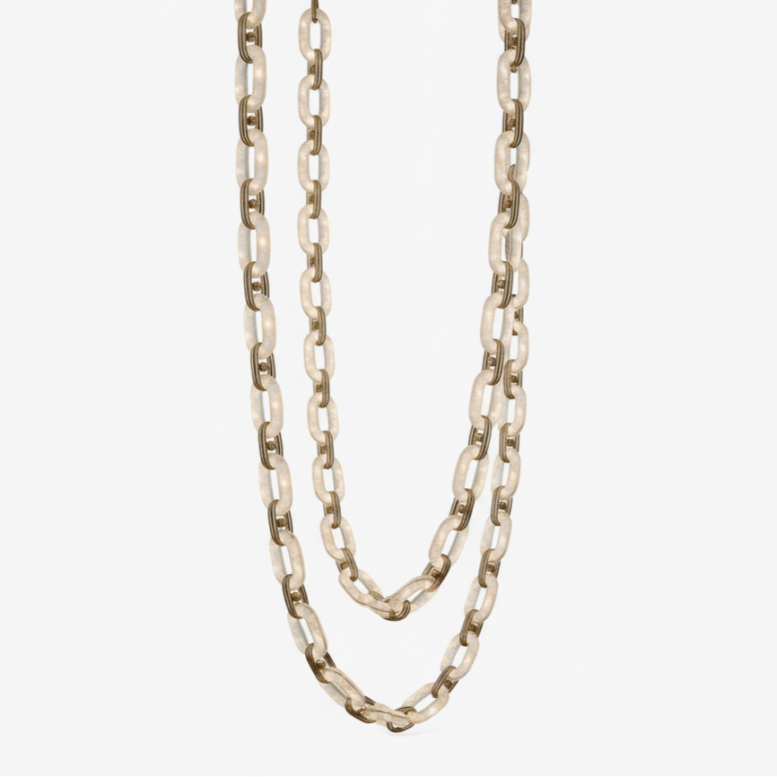 Lustre moderne Line en Albâtre Or et blanc