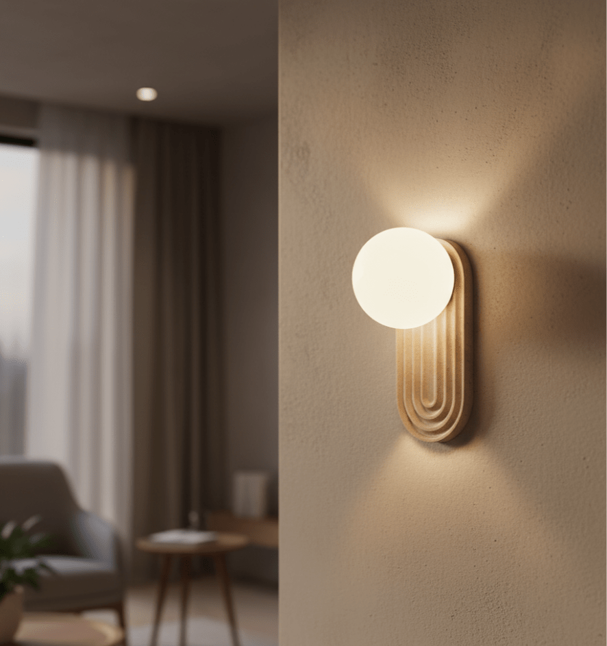Applique murale moderne Cleon en Travertin jaune et blanc