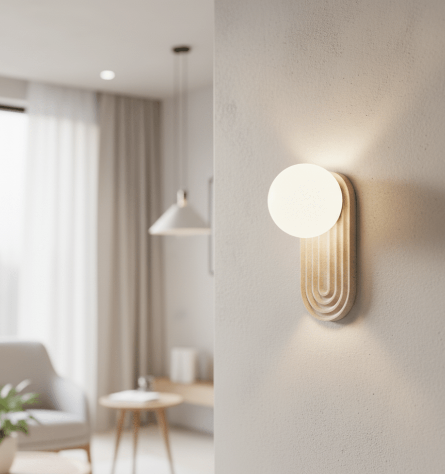 Applique murale moderne Cleon en Travertin jaune et blanc