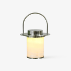 Lampe à poser moderne Styr en Albâtre Chrome et blanc