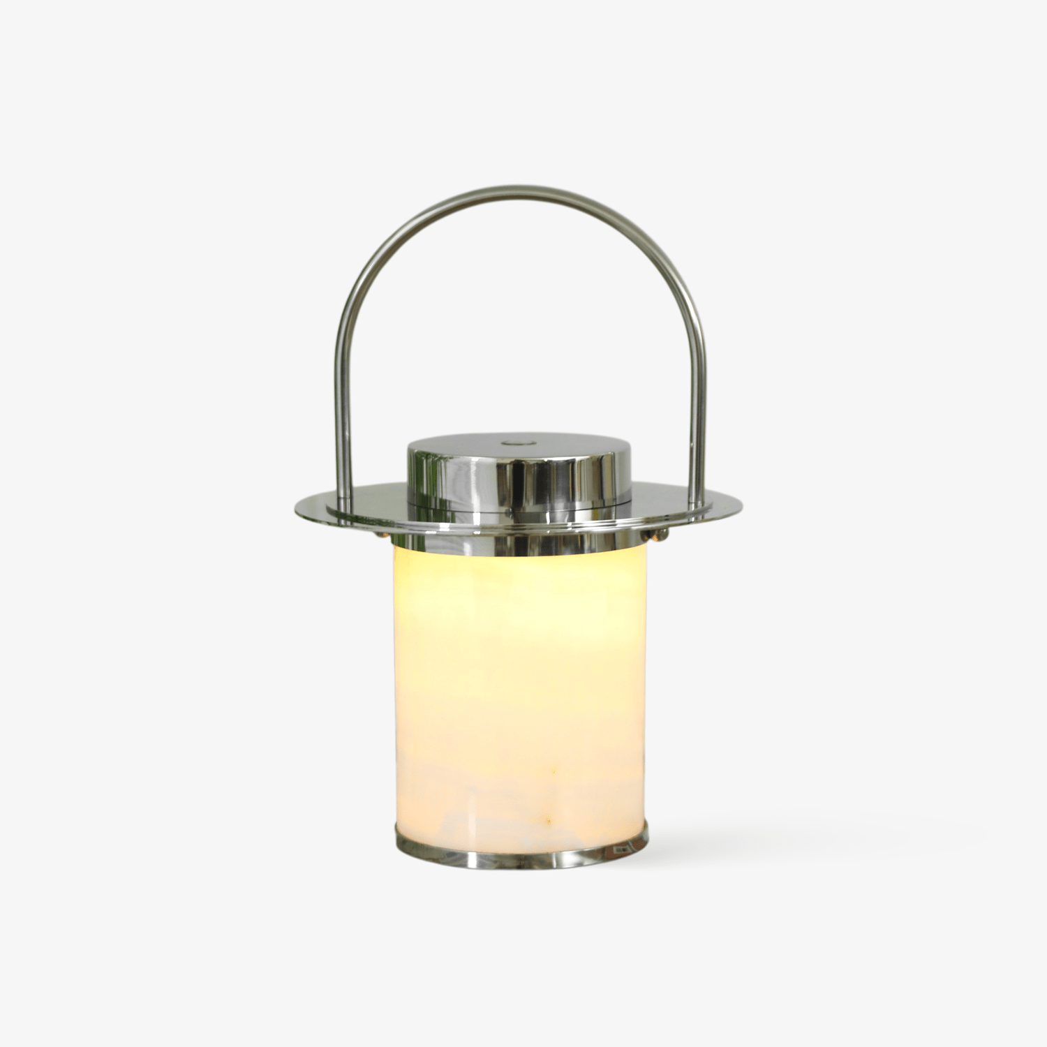 Lampe à poser moderne Styr en Albâtre Chrome et blanc