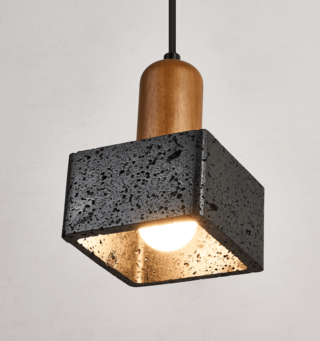Suspension moderne Hayes en Noir travertin et foncé noyer