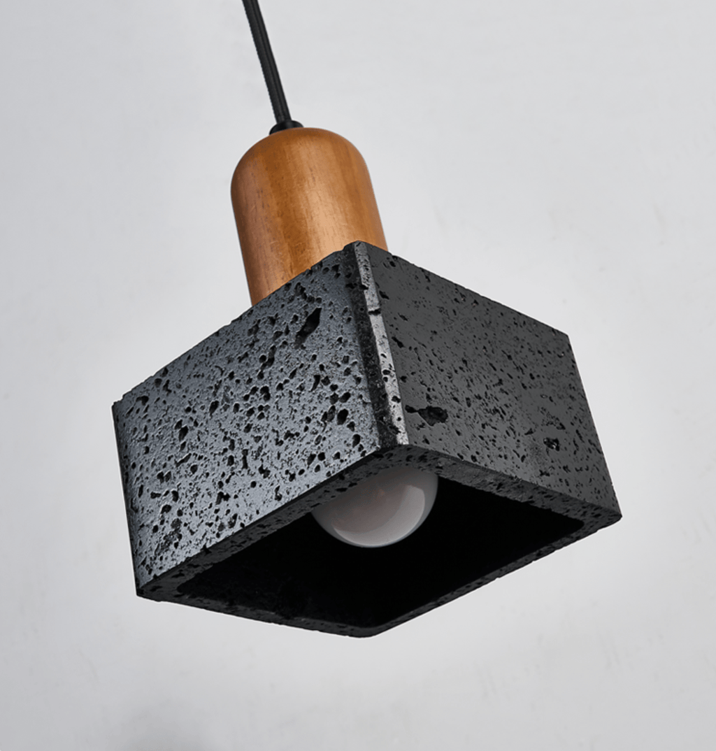 Suspension moderne Hayes en Noir travertin et foncé noyer