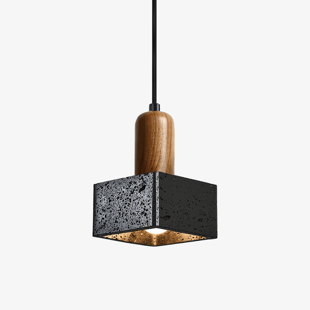 Suspension moderne Hayes en Noir travertin et foncé noyer