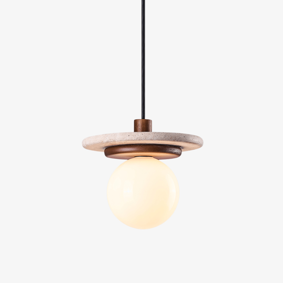 Suspension moderne Snorre en Travertin jaune et noyer